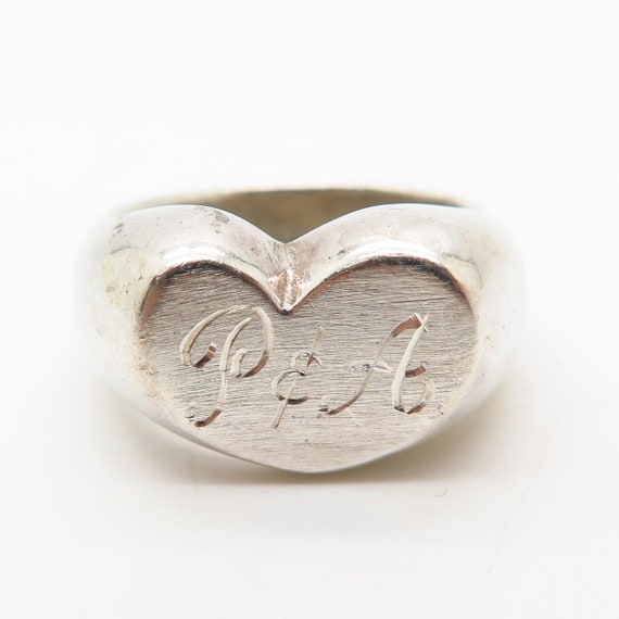 925 Sterling Silver Concave Heart Design Ring Siz… - image 2
