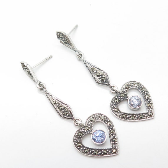 925 Sterling Silver Vintage Marcasite and Lavende… - image 7