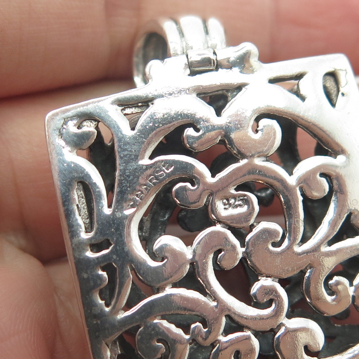 BARSE 925 Sterling Silver Vintage Signature Floral Scroll Shadow Box Pendant Etsy Canada