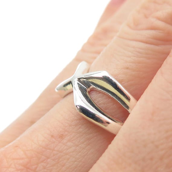 925 Sterling Silver Vintage Mexico Modernist Letter X Crisscross
