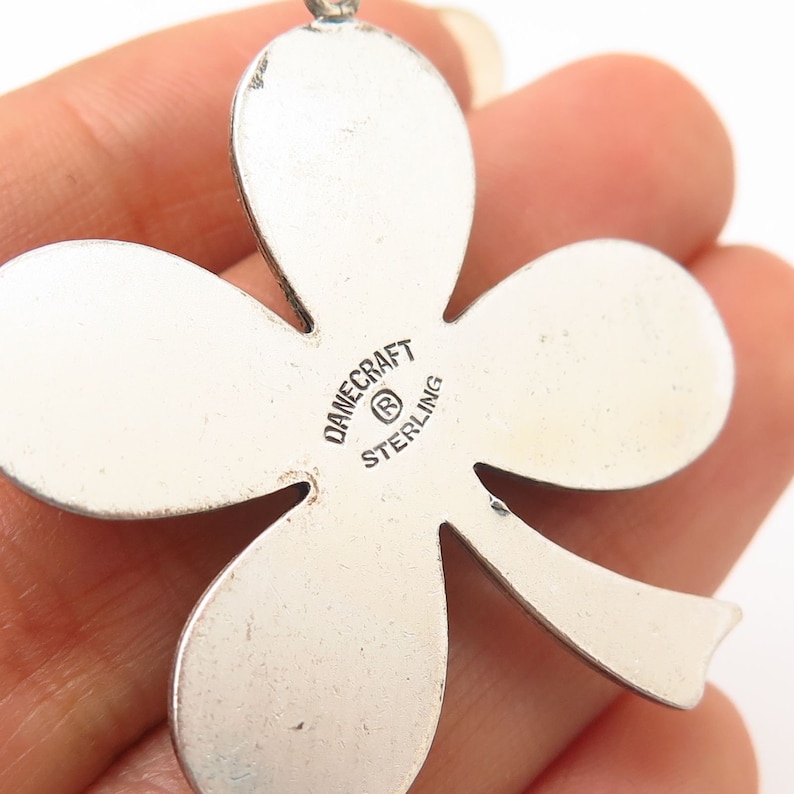 925 Sterling Silver Vintage Danecraft Puffy Clover Charm Pendant