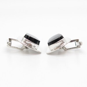 925 Sterling Silver Vintage Mexico Real Black Onyx Gemstone Cufflinks image 6