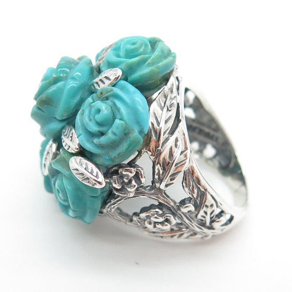 925 Sterling Silver Vintage Real Turquoise Gemsto… - image 4