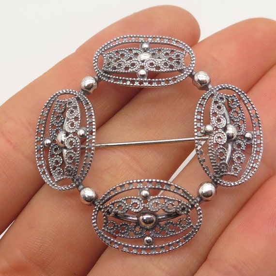 925 Sterling Silver Vintage BEAU Ethnic Pin Brooch - image 1