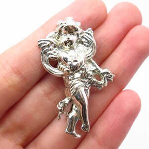 925 Sterling Silver Vintage Angel Cherub Pin Brooch