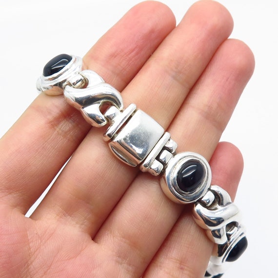925 Sterling Silver Vintage Italy Real Black Onyx… - image 2