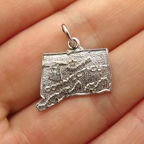 Connecticut State Charm Antiqued Sterling Silver Connecticut State Charm Antiqued Sterling Silver