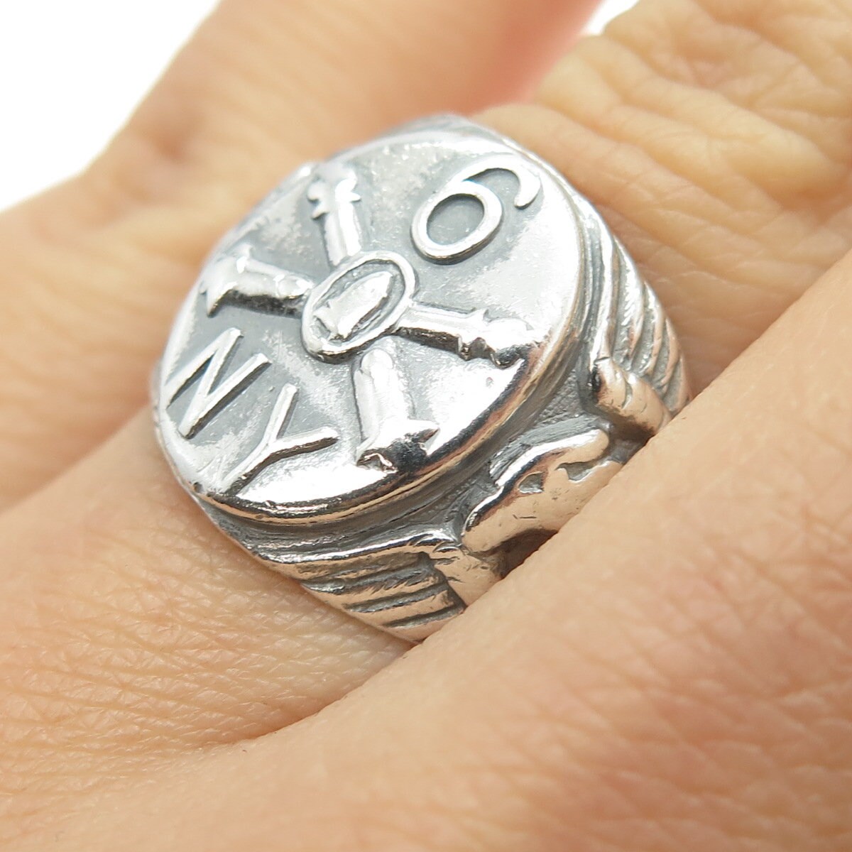 925 Sterling Silver Antique WWII US Army Recruiting Command Ring 