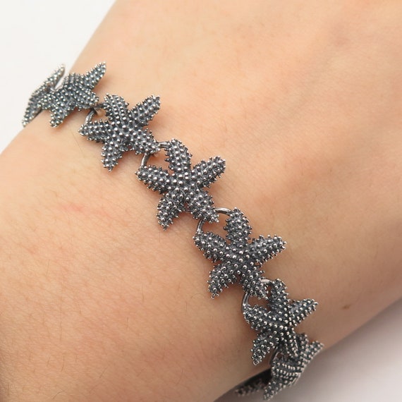 925 Sterling Silver Vintage Starfish Link Bracele… - image 1