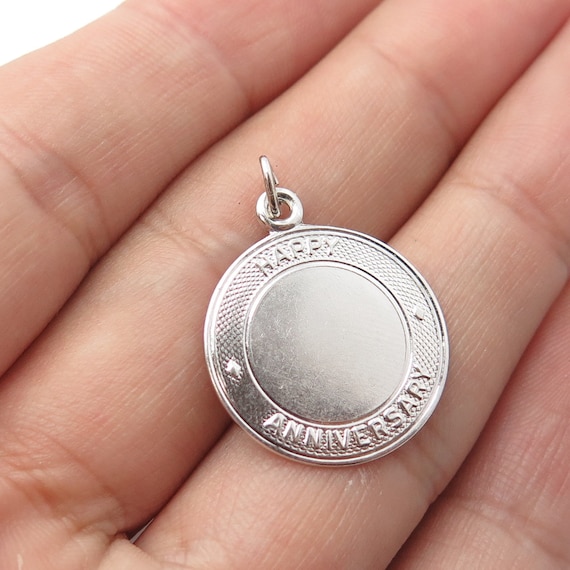 925 Sterling Silver Vintage "Happy Anniversary" Round Pendant