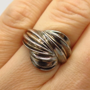 925 Sterling Silver Crossover Design Wide Ring Size 6