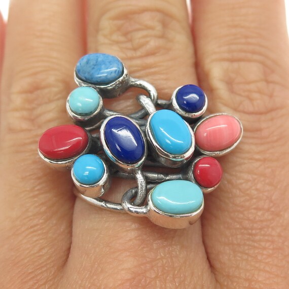 925 Sterling Silver Vintage Real Turquoise Coral a