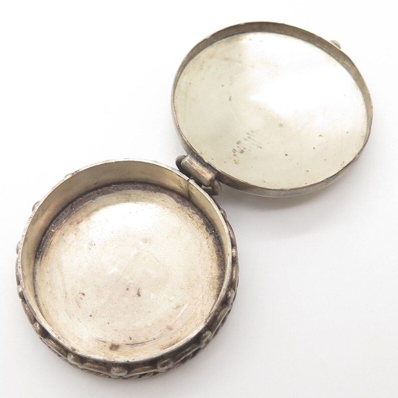 Signed Vtg 925 Sterling Silver Pill Box Case