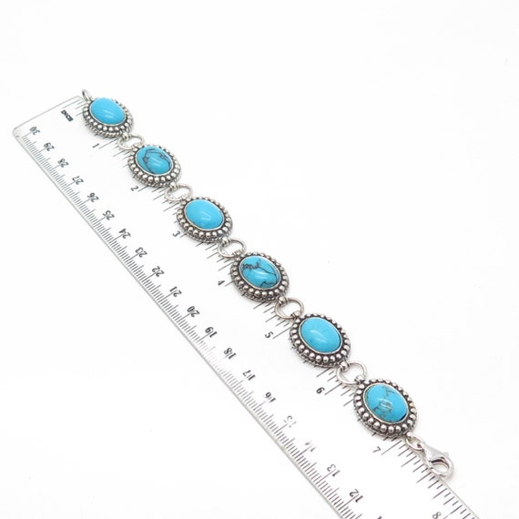HAN 925 Sterling Silver Vintage Italy Faux Turquoise Tennis Link