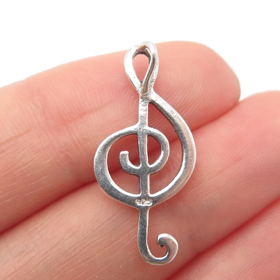 925 Sterling Silver Vintage Treble Clef Music Pen… - image 2