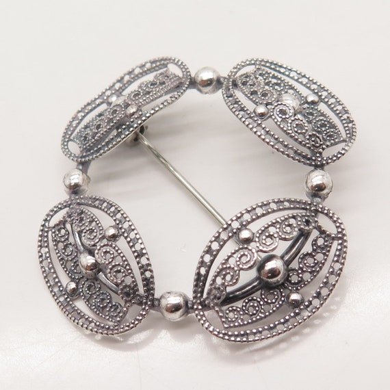 925 Sterling Silver Vintage BEAU Ethnic Pin Brooch - image 4