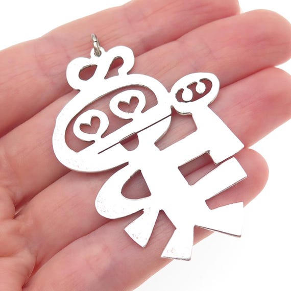 Mik Stousland 925 Sterling Silver Vintage Cartoon Character Modernist Pendant