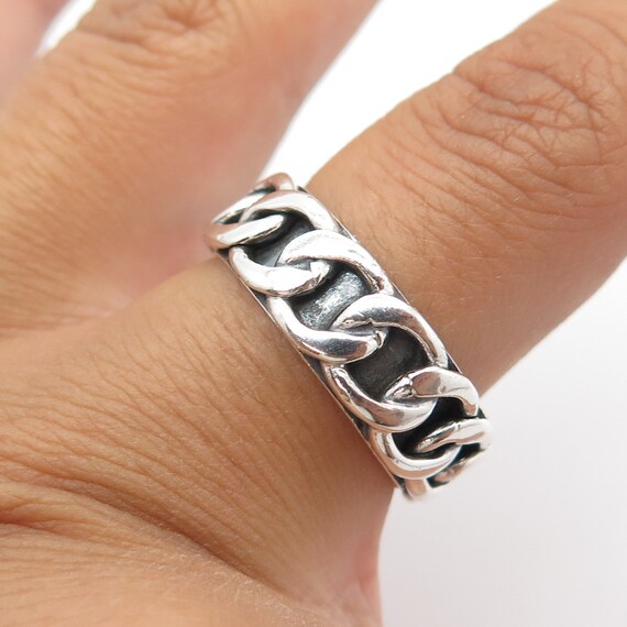 【20/80】STERLING SILVER CHAIN RING 8mm 925 Sterling Silver Chain Ring, Chunky Ring, Thick Ring