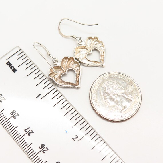 925 Sterling Silver Open Heart Design Dangling Ea… - image 2