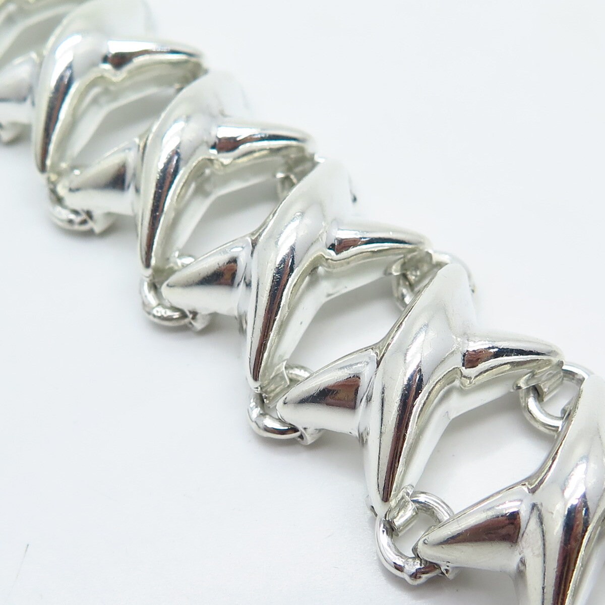 925 Sterling Silver Vintage Mexico Wide Cross Link Bracelet 7.5 