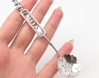 Antique Japan Sterling Silver "Kyoto" Floral Spoon