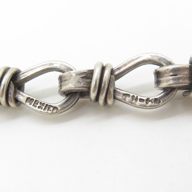 Vtg Signed Mexico 925 Sterling Silver Wide Sailor Knot Link Artisan Bracelet 6