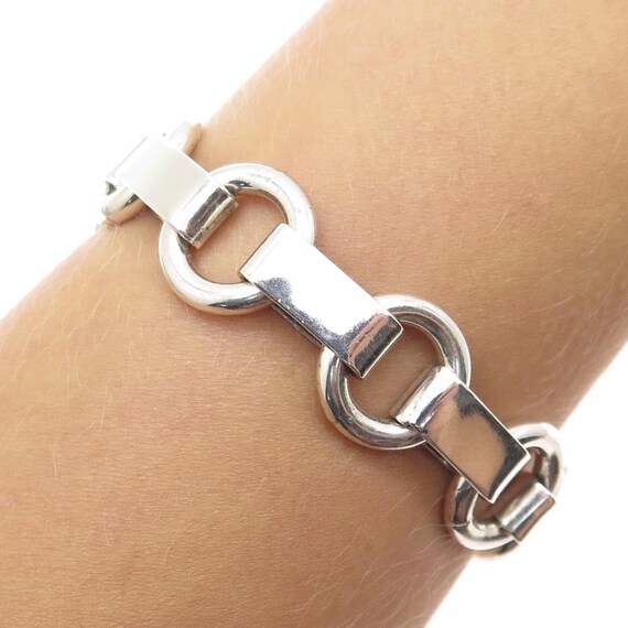 925 Sterling Silver Vintage Gate Rolo Link Bracelet 6.75"