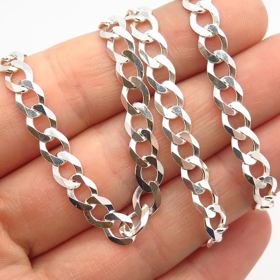 925 Sterling Silver Italy Cuban Chain Necklace 20" - image 1