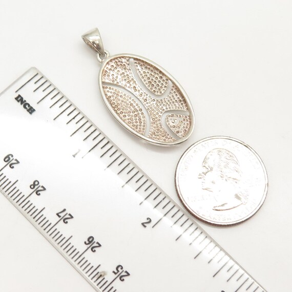 925 Sterling Silver Vintage Cutout Oval Pendant - image 2