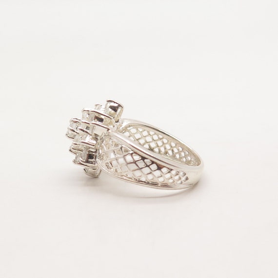 925 Sterling Silver Pave C Z Cage Ring Size 5 - image 4