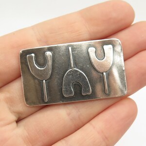 925 Sterling Silver Vintage Modernist Pin Brooch