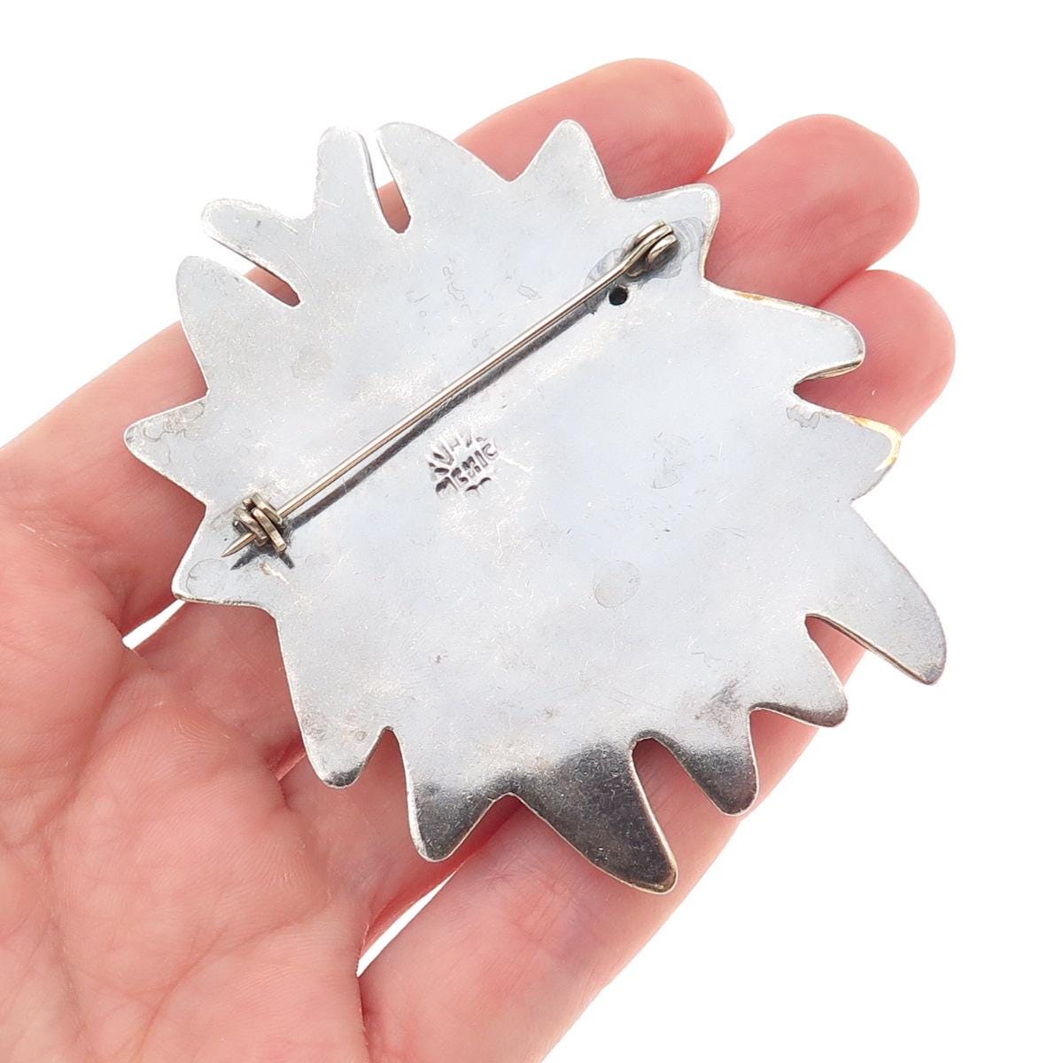 Sun Face Pin 925 Sterling Silver 2-tone Vintage Mexico Sun Face Pin Brooch - Etsy