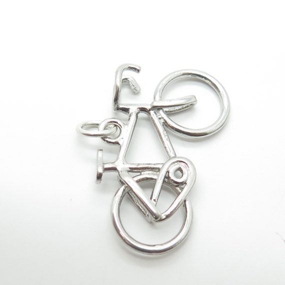 925 Sterling Silver Vintage Bicycle Charm Pendant - image 7