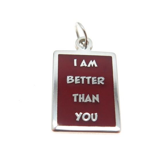 925 Sterling Silver Red Enamel "I Am Better Than … - image 4