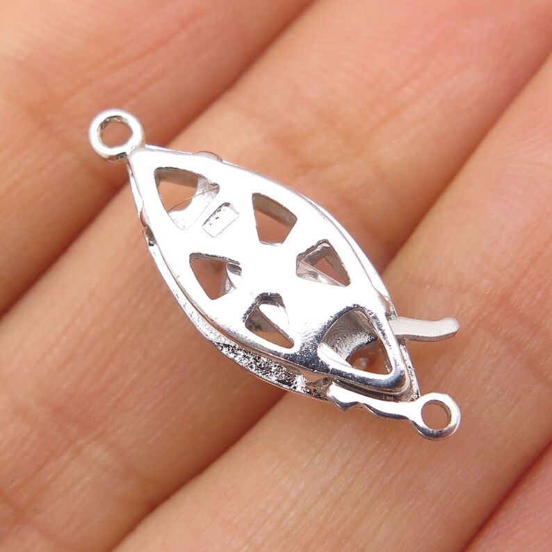 925 Sterling Silver Pearl Imitation C Z Fish Hook Lock
