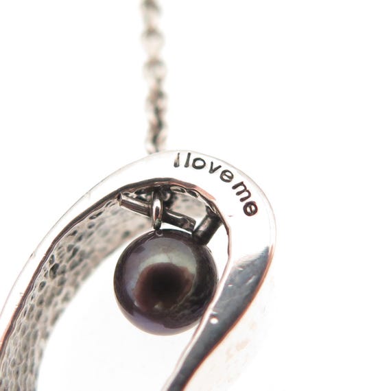 Be Well with Arielle 925 Sterling Silver Vintage Real Pearl Heart Necklace 18" View 6