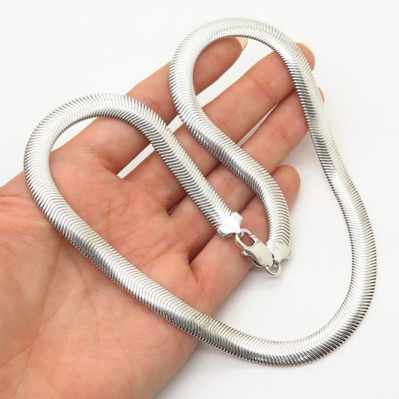 925 Sterling Silver Italy Flat Snake Chain Necklace 18