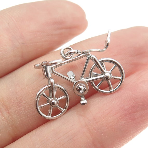925 Sterling Silver Antique Art Deco Bicycle 3D P… - image 2