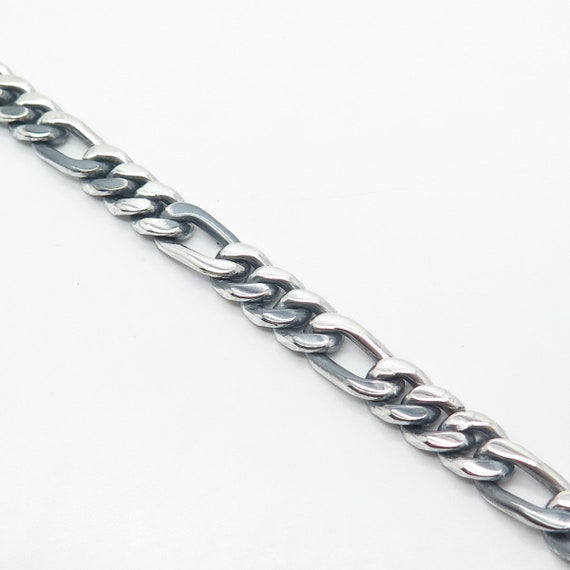 925 Sterling Silver Vintage Mexico Figaro Link Bracelet 7.25 925 Sterling Silver Vintage Mexico Figaro Link Bracelet 7.25