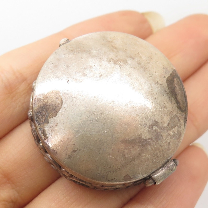Signed Vtg 925 Sterling Silver Pill Box Case