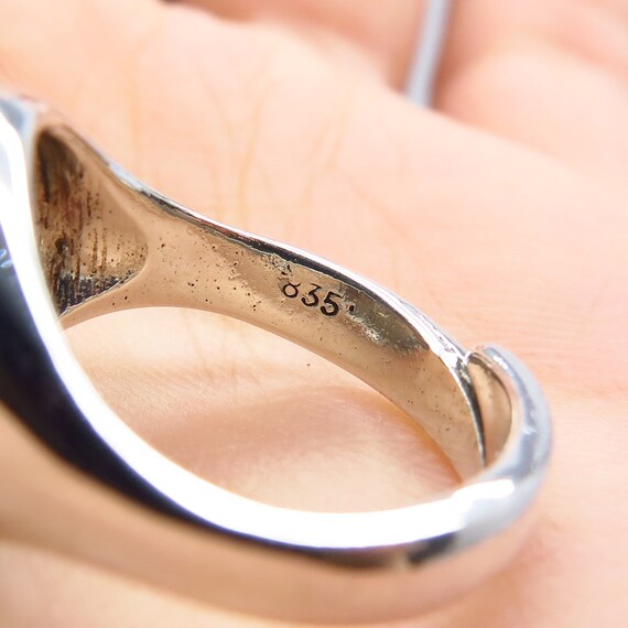 835 Silver Vintage Enamel Domed Ring Size 7 - image 4