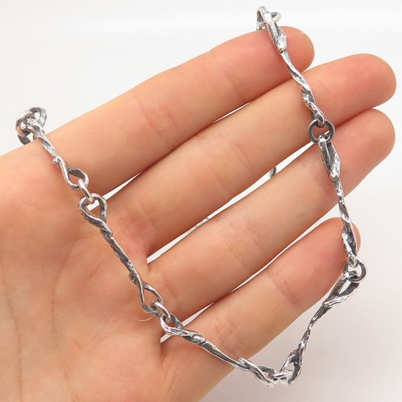 925 Sterling Silver Vintage Twisted Bar Chain Nec… - image 1