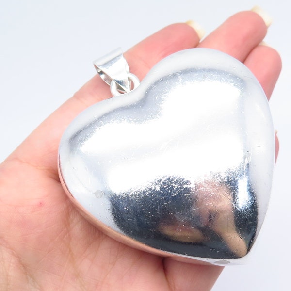 925 Sterling Silver Vintage Mexico Puffy Heart Pendant