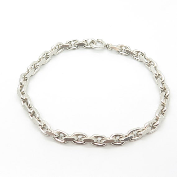 925 Sterling Silver Vintage Flat Edge Link Bracel… - image 4