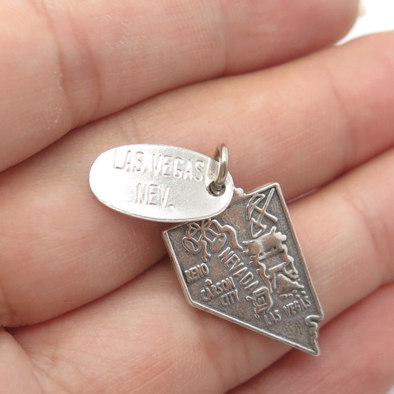 Nevada State Charm Antiqued Sterling Silver Nevada State Charm Antiqued Sterling Silver
