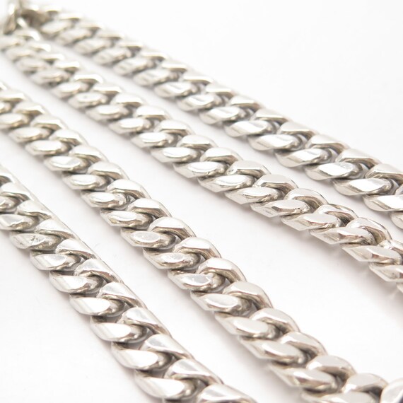 925 Sterling Silver Vintage Mexico Cuban Chain Ne… - image 3