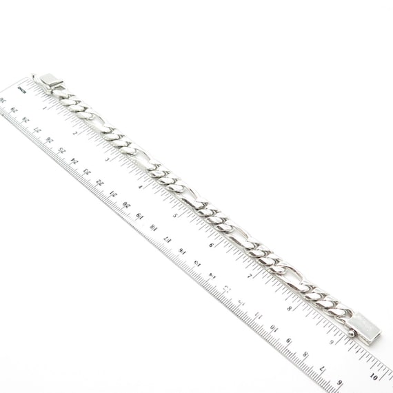 925 Sterling Silver Vintage Mexico Figaro Link Bracelet 8.5