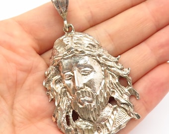 Details about   .925 Sterling Silver Big Bold 3" Yellow Gold Tone Jesus Face Charm Pendant Men's 