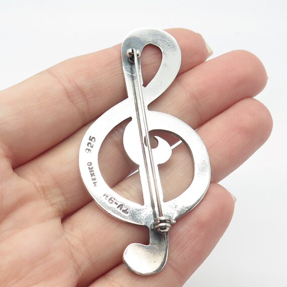 925 Sterling Silver Vintage Mexico Treble Clef Pi… - image 2