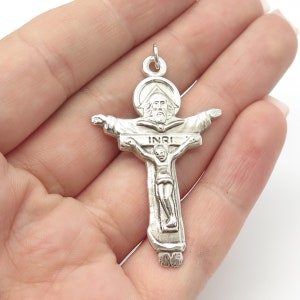 Antiqued Gold Trinity Crucifix Pendant and Necklace Antique -  Portugal